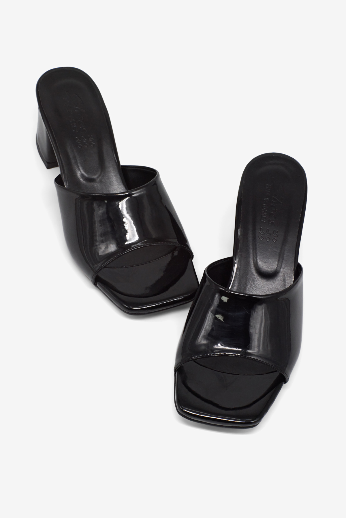 Kadın Siyah Rugan Rahat Kalıp Topuklu Terlik