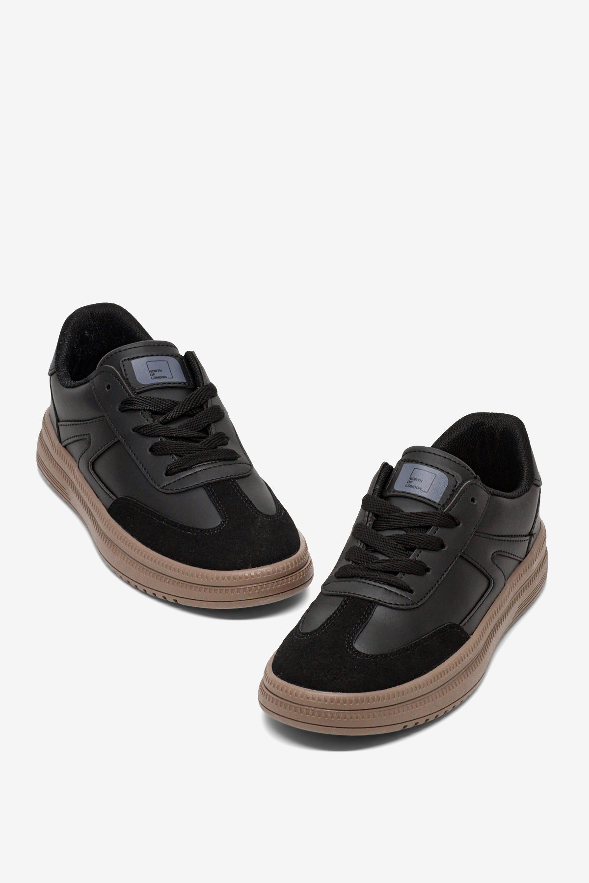 Kadın Siyah Siyah Rahat Kalıp Kauçuk Taban Bağcıklı Sneaker