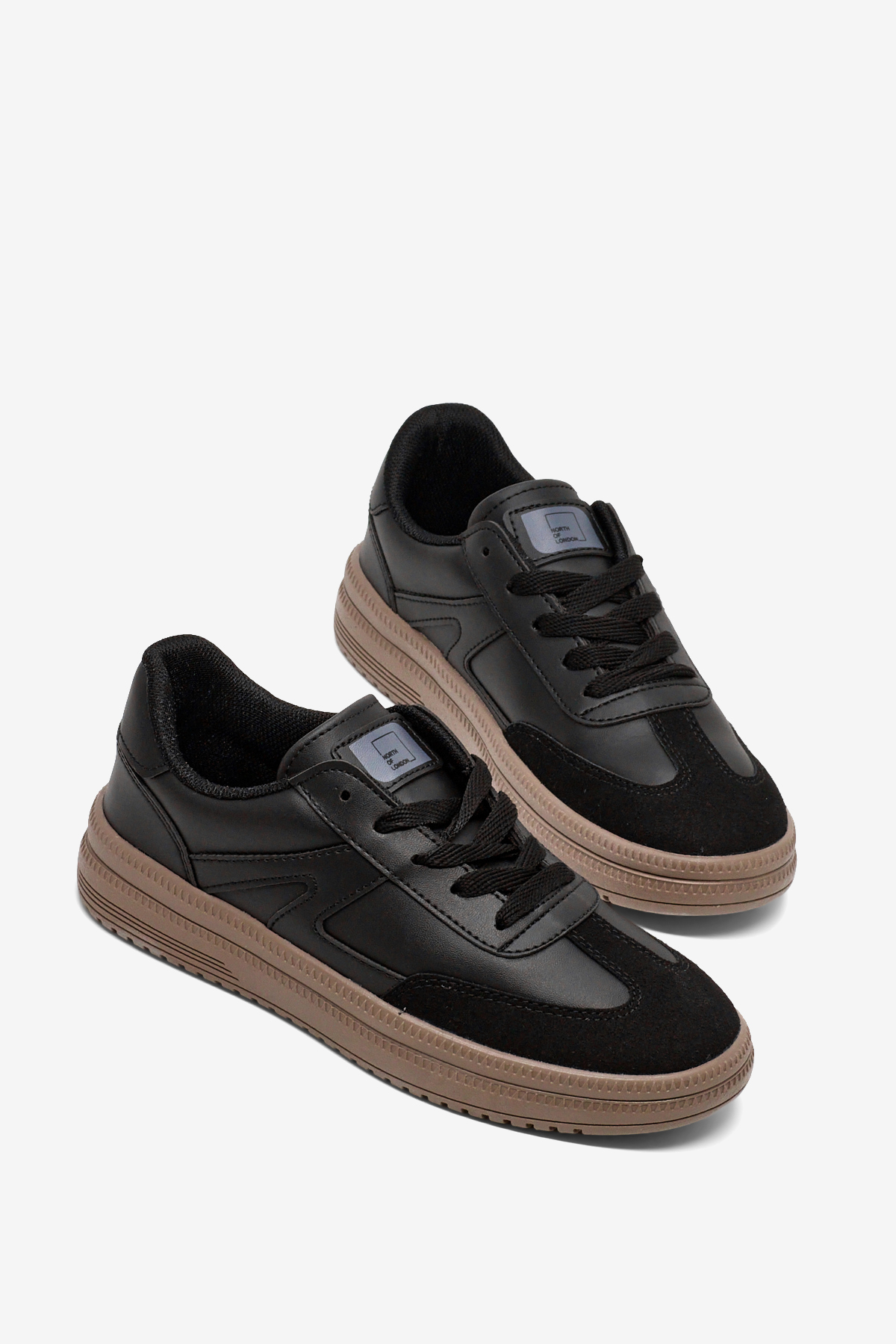 Kadın Siyah Siyah Rahat Kalıp Kauçuk Taban Bağcıklı Sneaker