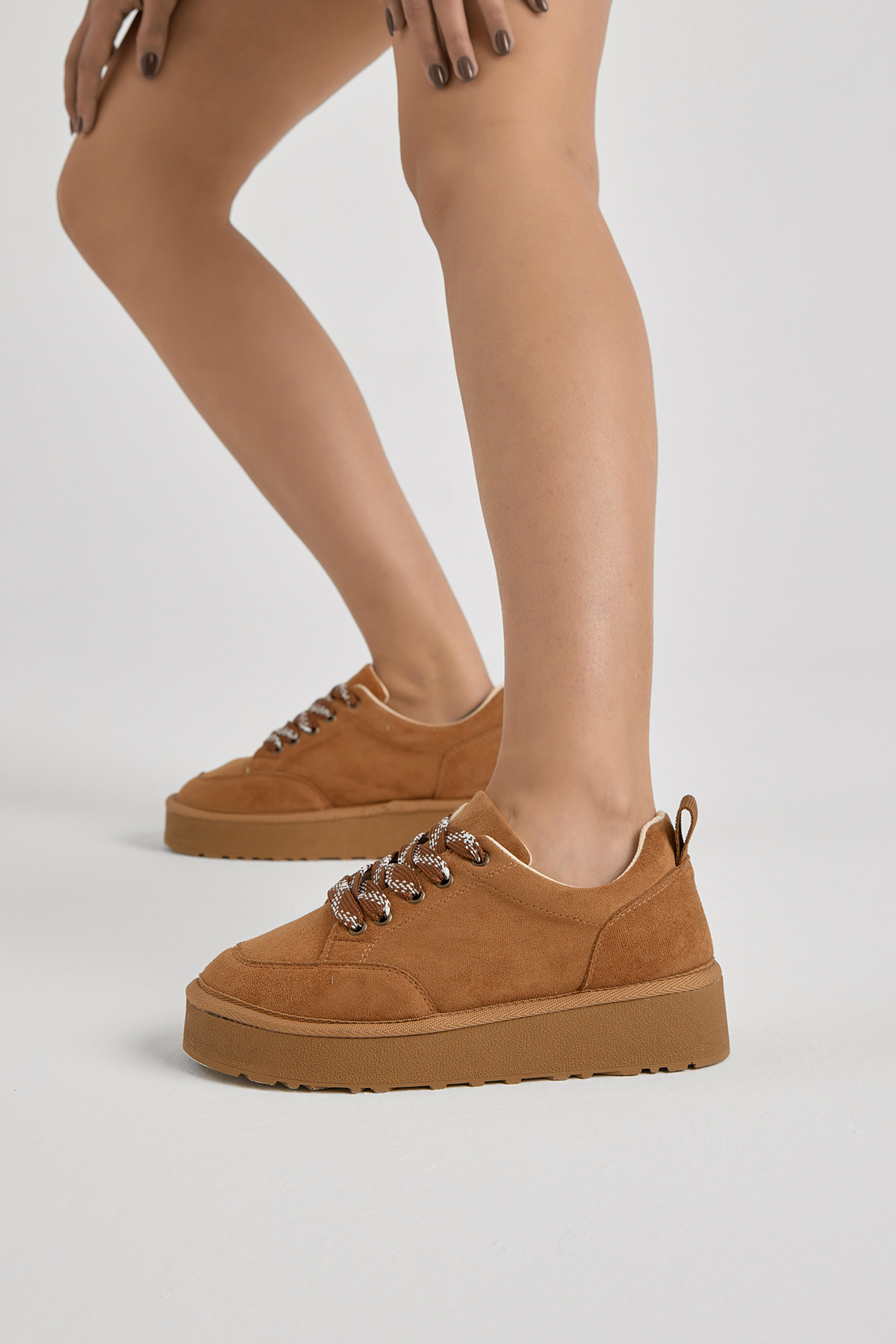 Kadın Taba Kalın Poli Taban Bağcıklı Günlük Ayakkabı