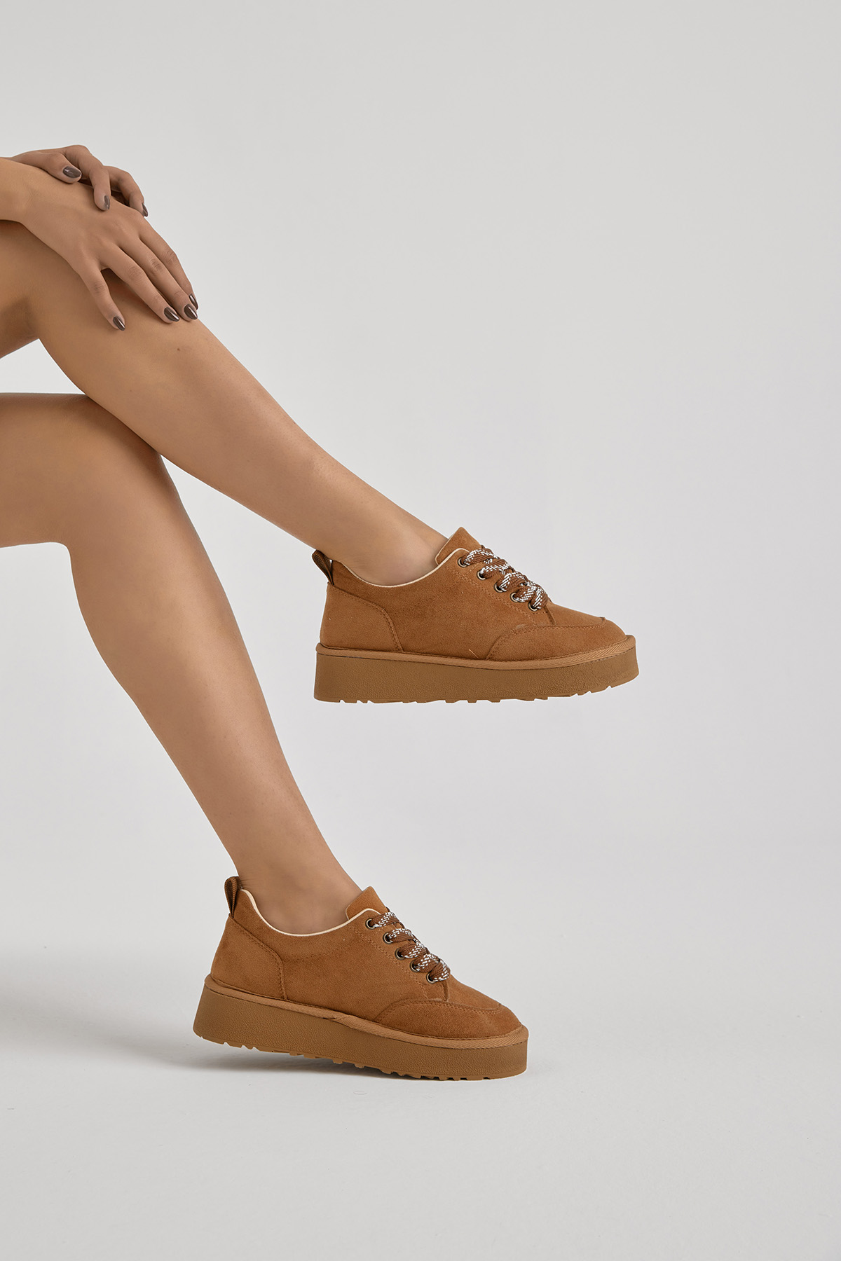 Kadın Taba Kalın Poli Taban Bağcıklı Günlük Ayakkabı