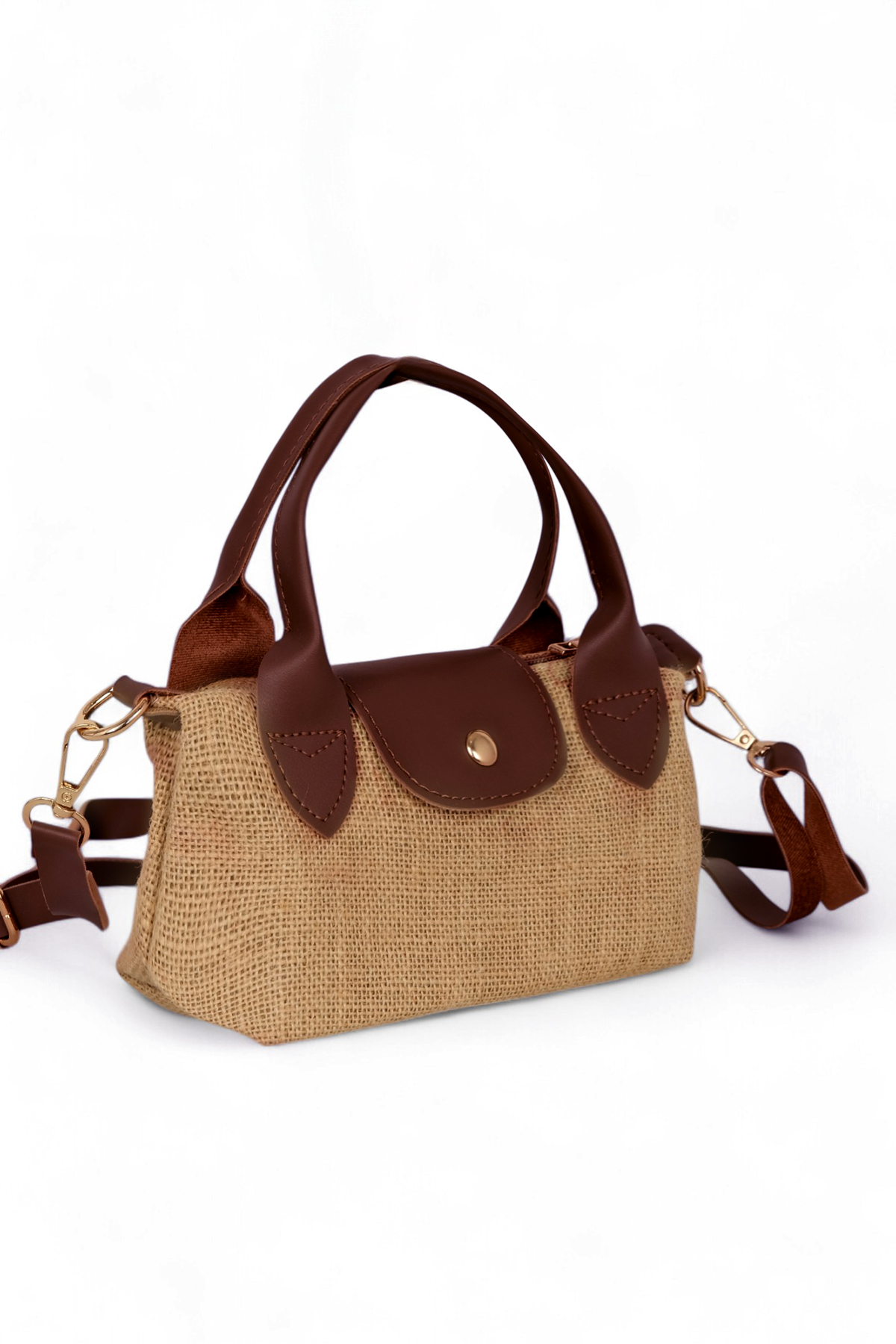 Kadın Taba Mini Boy Askılı Hasır El ve Çapraz Çanta