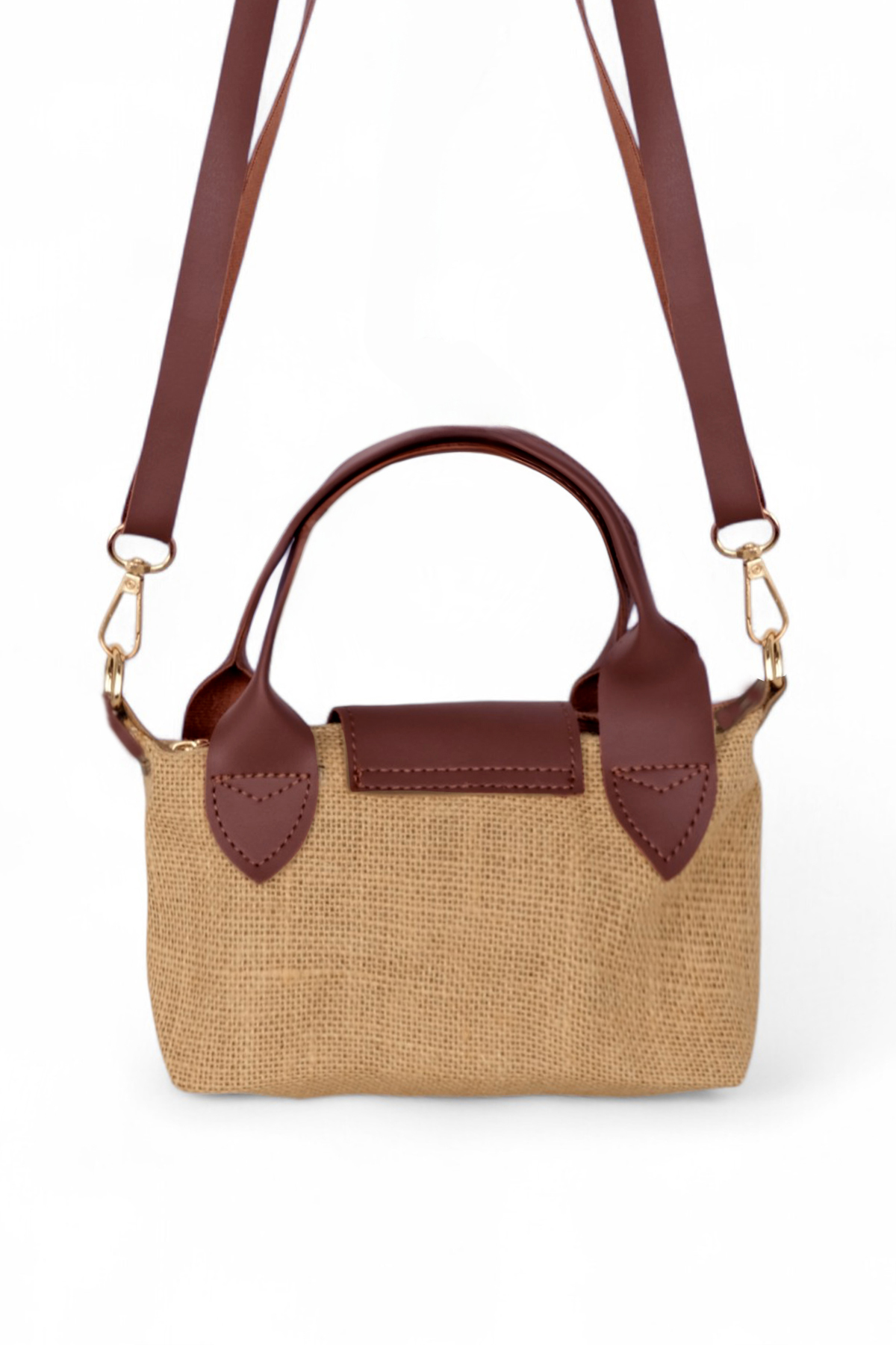 Kadın Taba Mini Boy Askılı Hasır El ve Çapraz Çanta