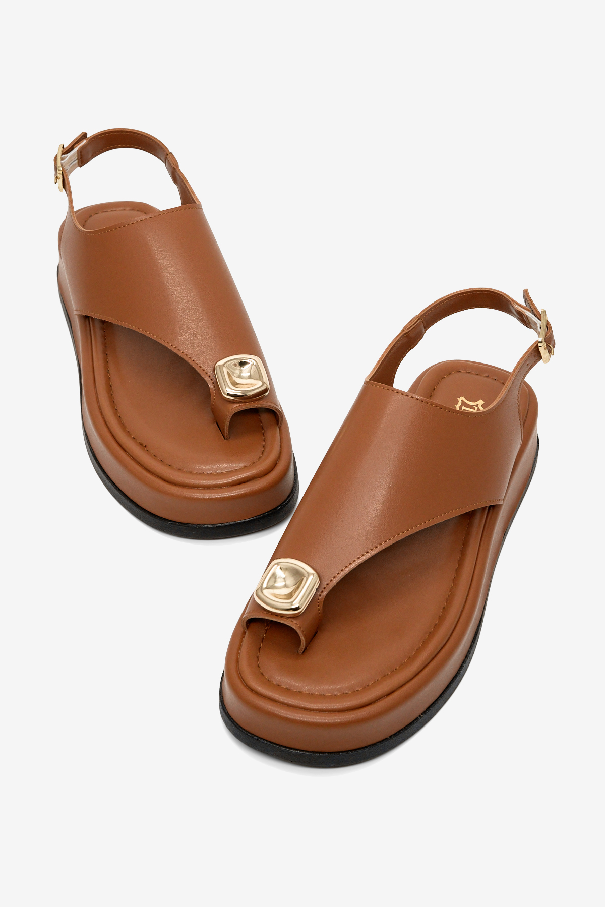 Kadın Taba Rahat Kalıp Taşlı Parmak Arası Detaylı Sandalet