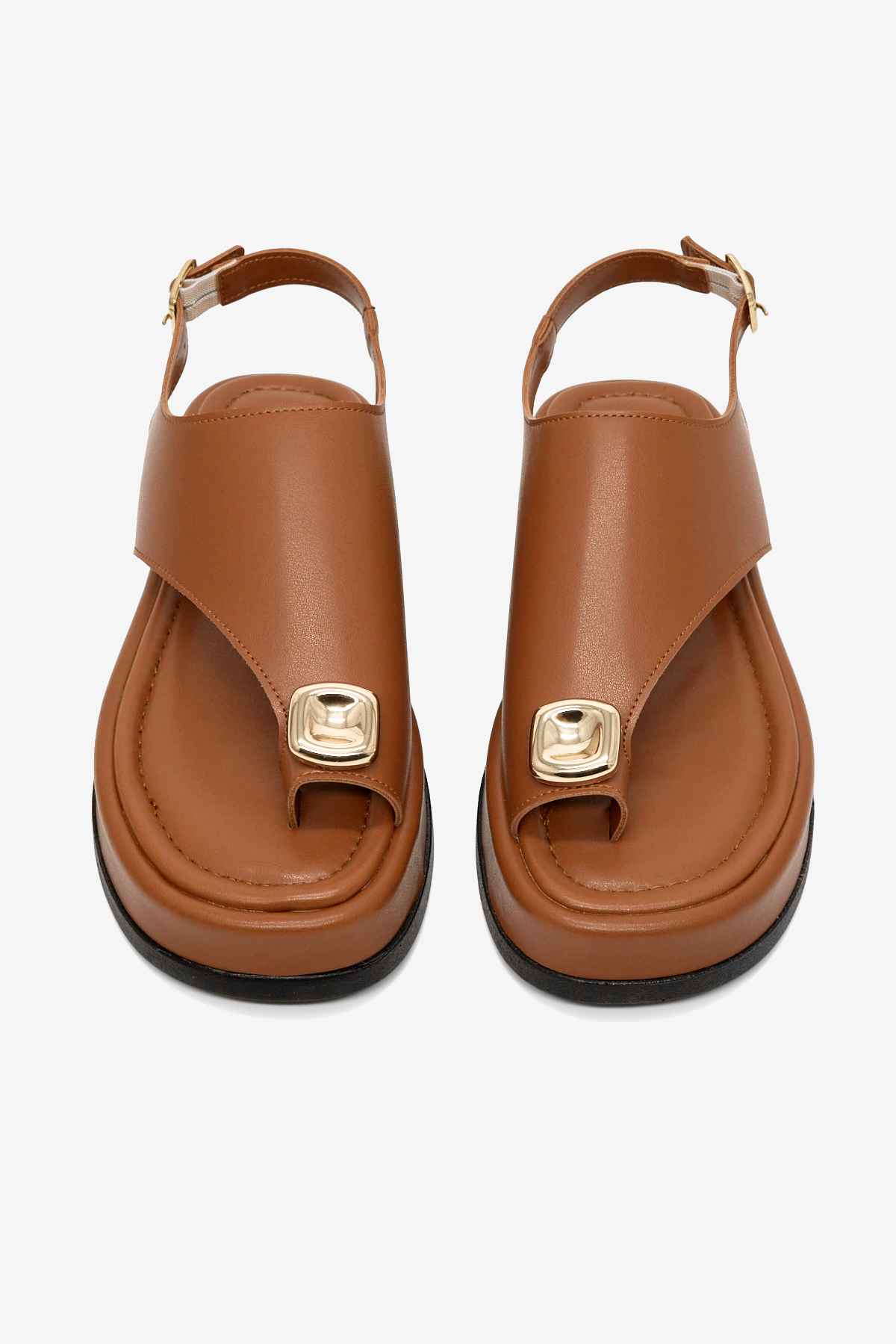 Kadın Taba Rahat Kalıp Taşlı Parmak Arası Detaylı Sandalet