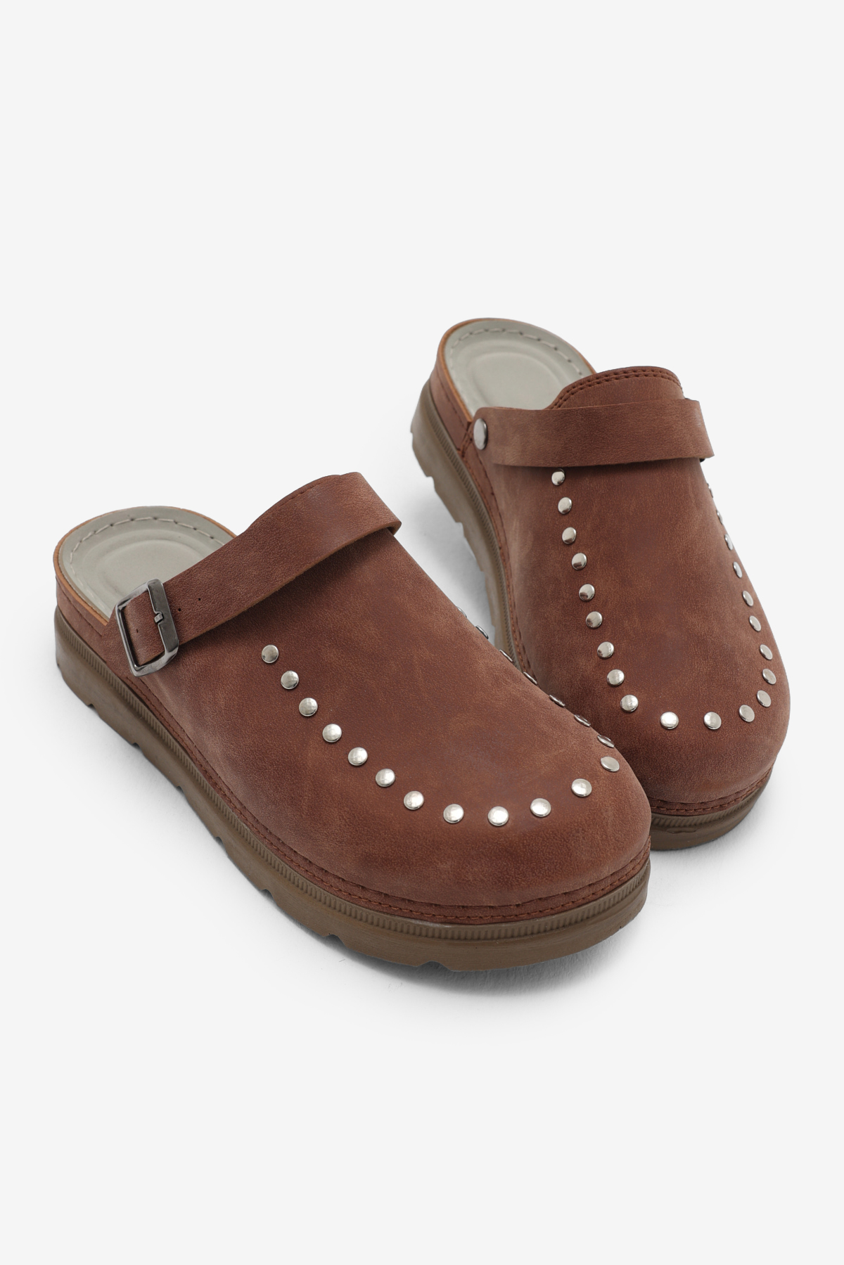 Kadın Taba Rahat Kalıp Taşlı Tokalı Sandalet