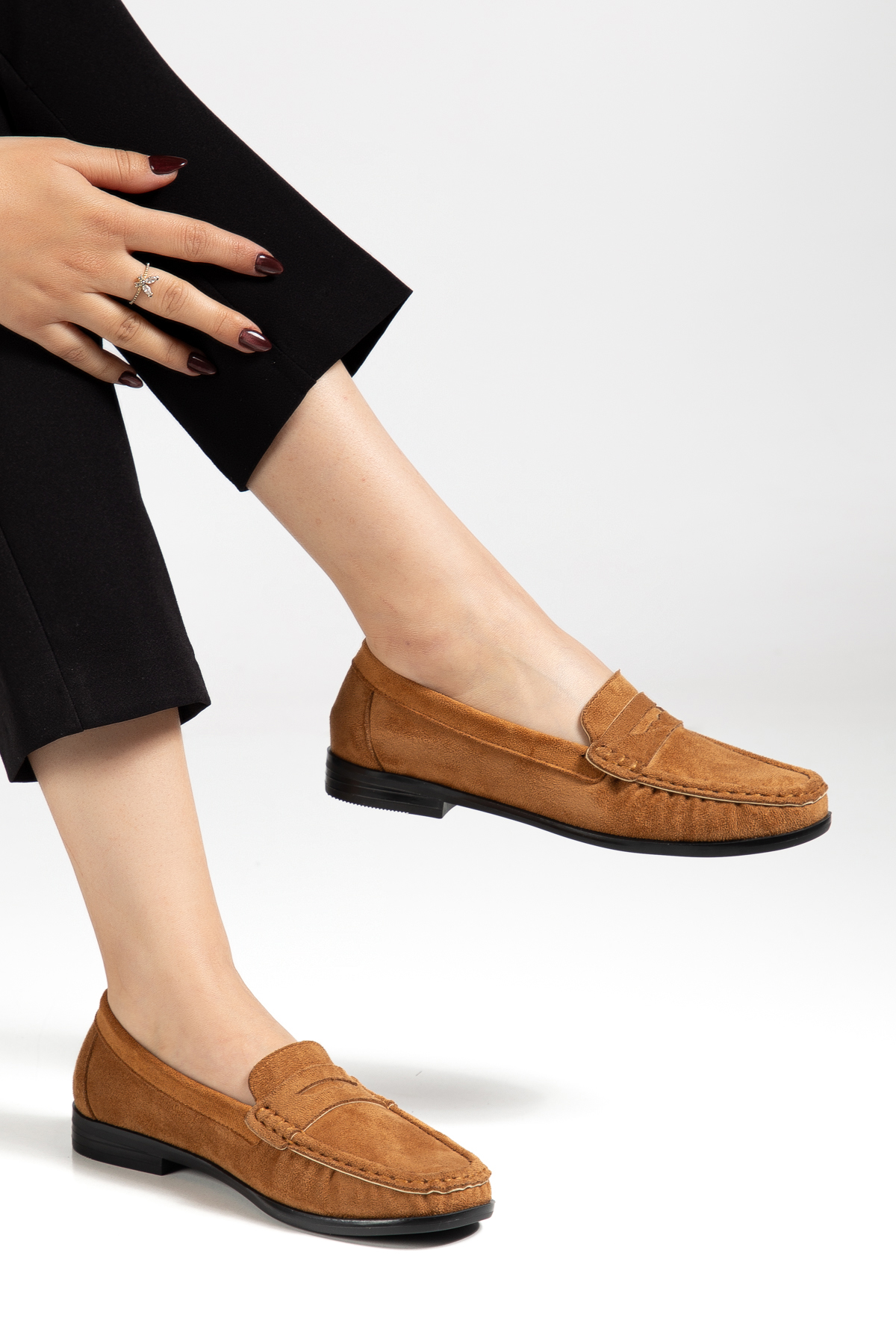 Kadın Taba Termo Kaymaz Taban Loafer Oxford Kadın Ayakkabı