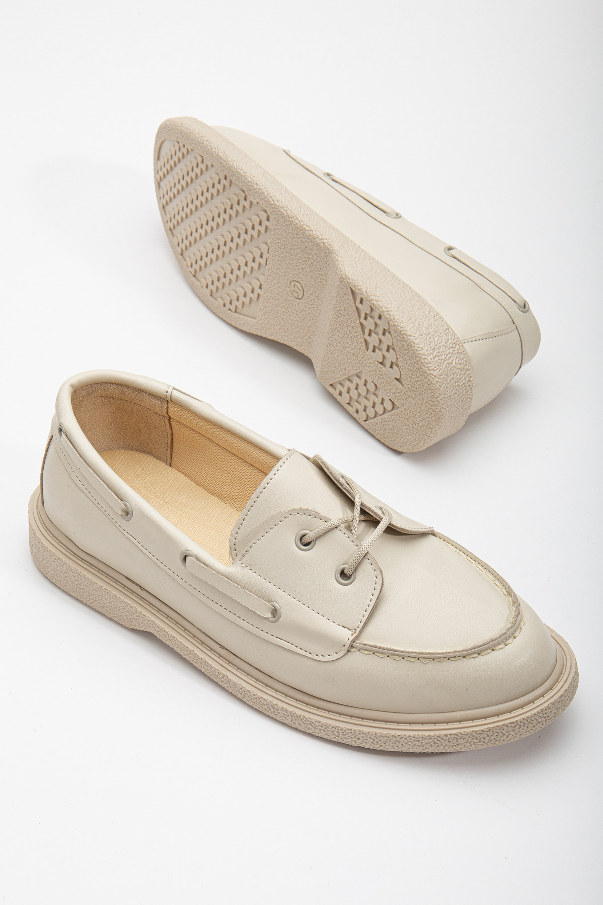 Kadın Ten Cilt Rahat Kalıp Termo Taban Bağcıklı Lofer