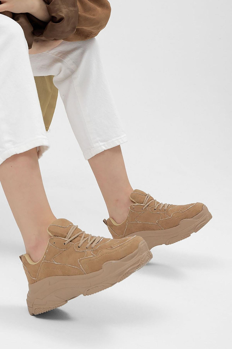 Kadın Toprak Yüksek Taban Bağcıklı Spor Ayakkabı