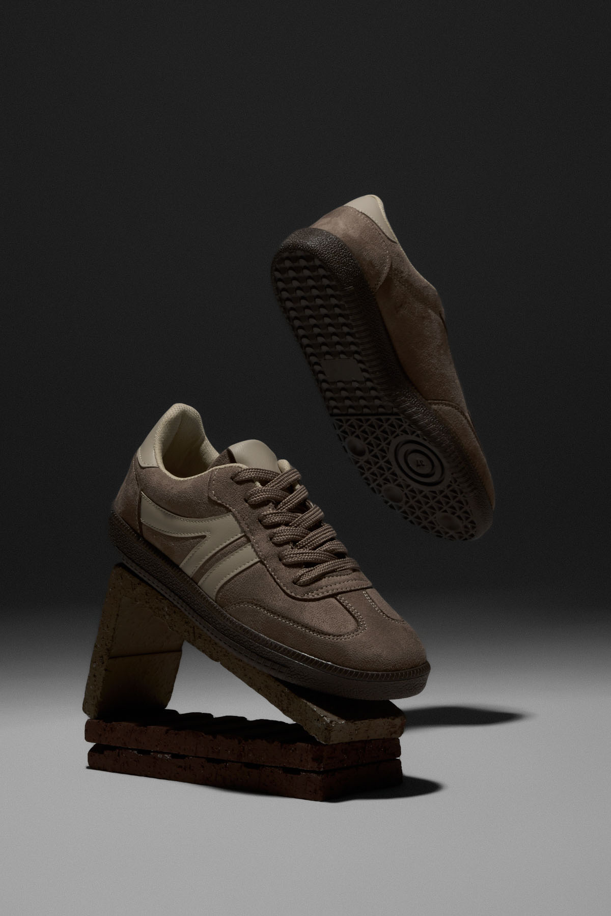 Kadın Vizon Bej Termo Taban Yanı Şeritli Bağcıklı Günlük Rahat Spor Ayakkabı