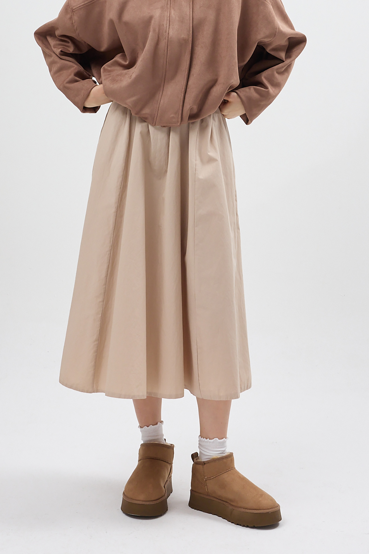 Kadın Vizon Kalın Poli Taban İçi Kürklü Süet Görünümlü Bot