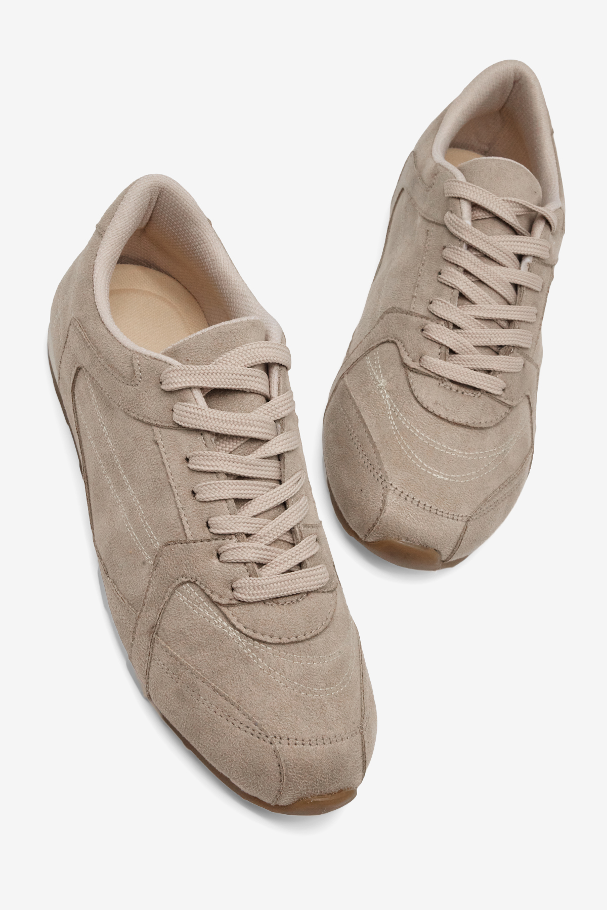 Kadın Vizon Kauçuk Taban Nefes Alabilen Bağcıklı Sneaker