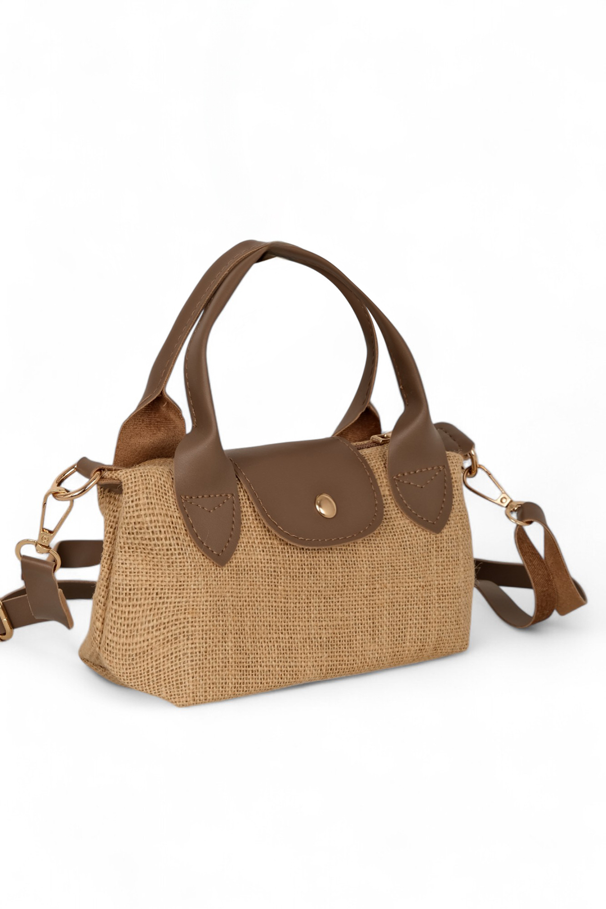 Kadın Vizon Mini Boy Askılı Hasır El ve Çapraz Çanta