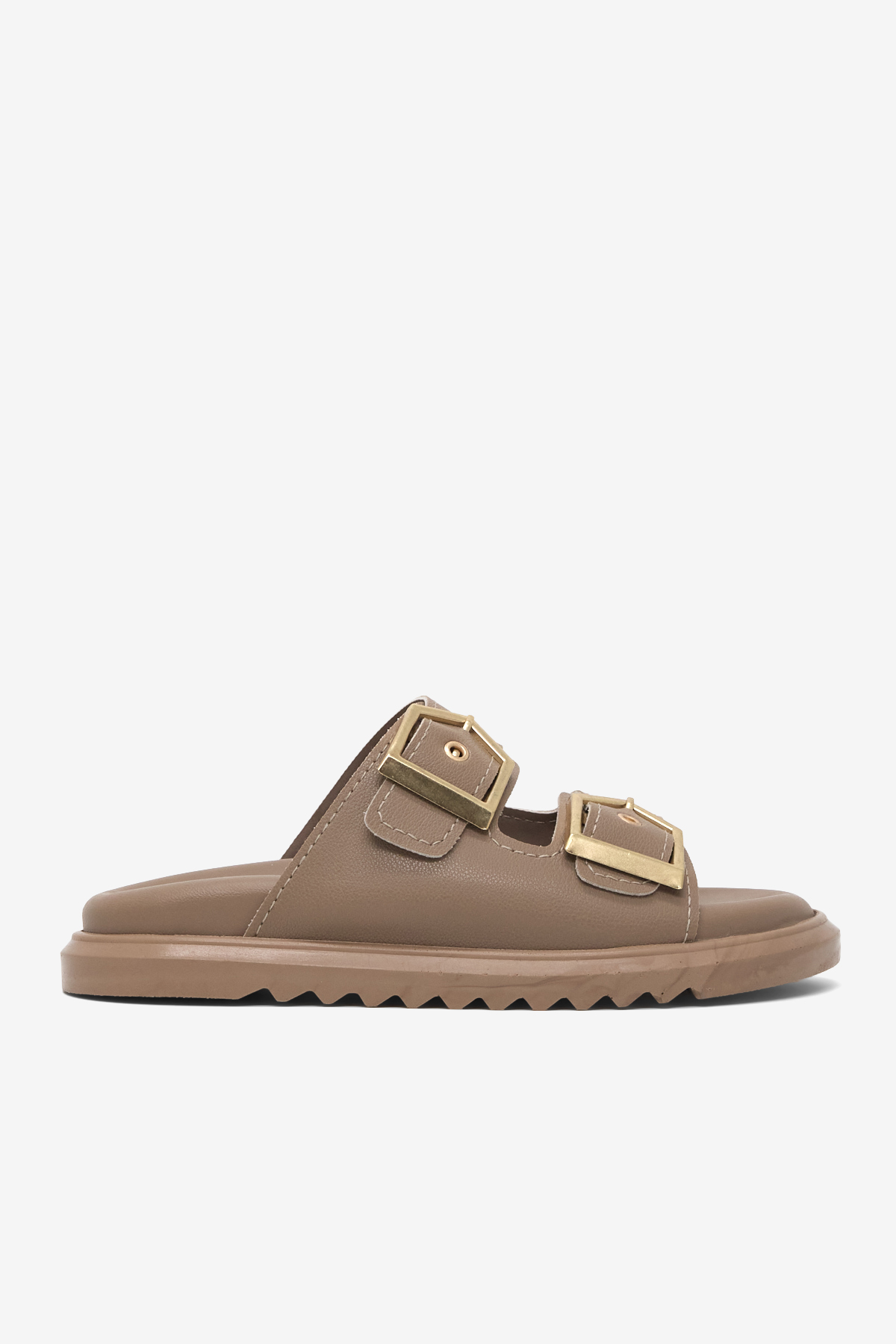 Kadın Vizon Rahat Kalıp Çift Bantlı Toka Detaylı Terlik