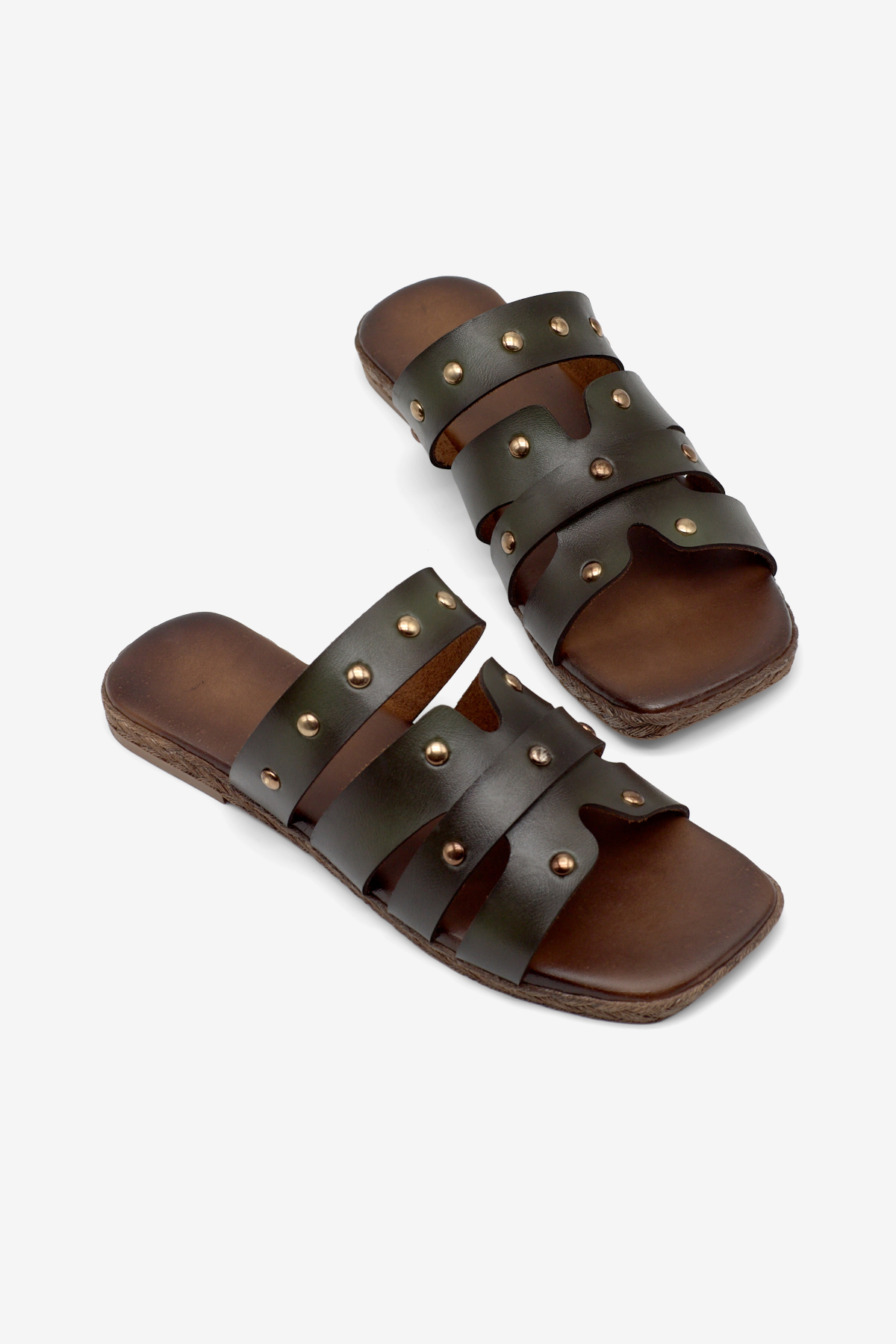 Kadın Yeşil Termo Taban Düz Toka Detaylı Terlik