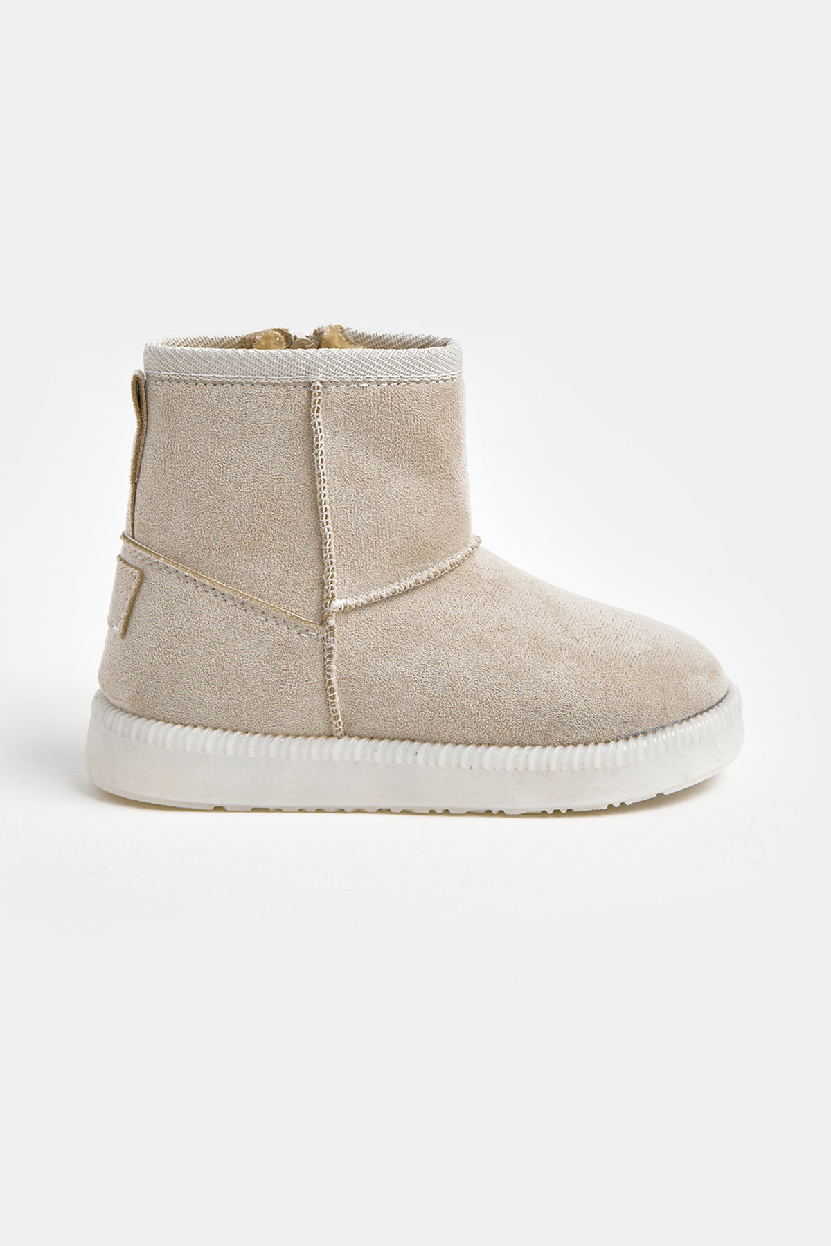 Kız Çocuk Bej Termo Taban Süet Görünümlü İçi Kürklü Kısa Bot