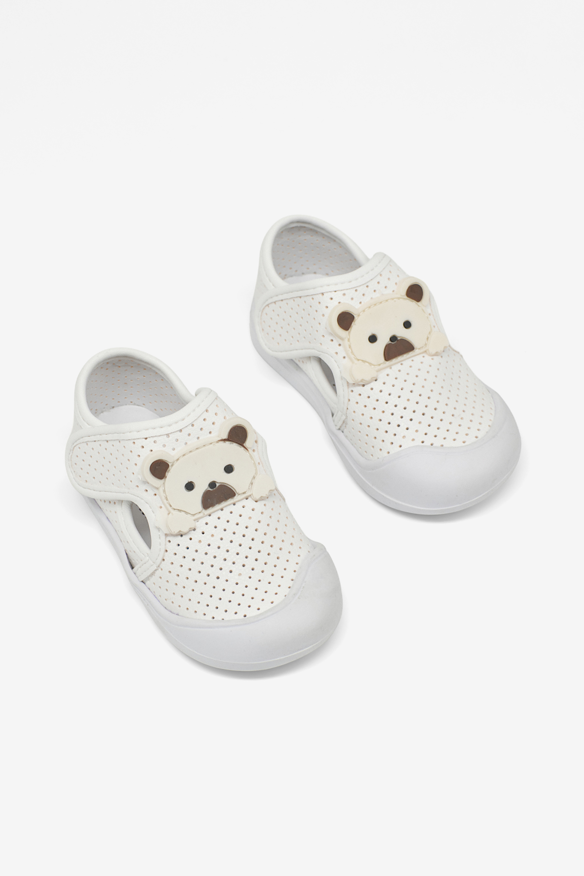 Kız Çocuk Beyaz Ayıcık Detaylı Rahat Kalıp İlk Adım Sneaker