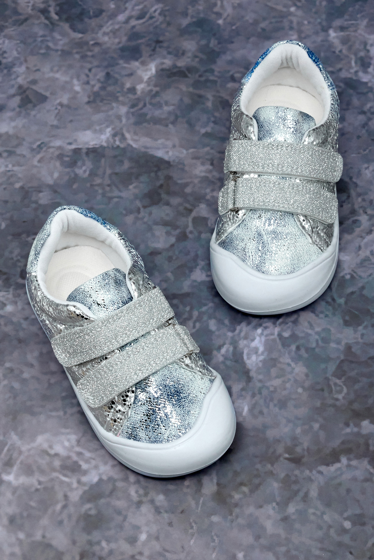 Kız Çocuk Gümüş İlk Adım Taşlı Rahat Kalıp Sneaker