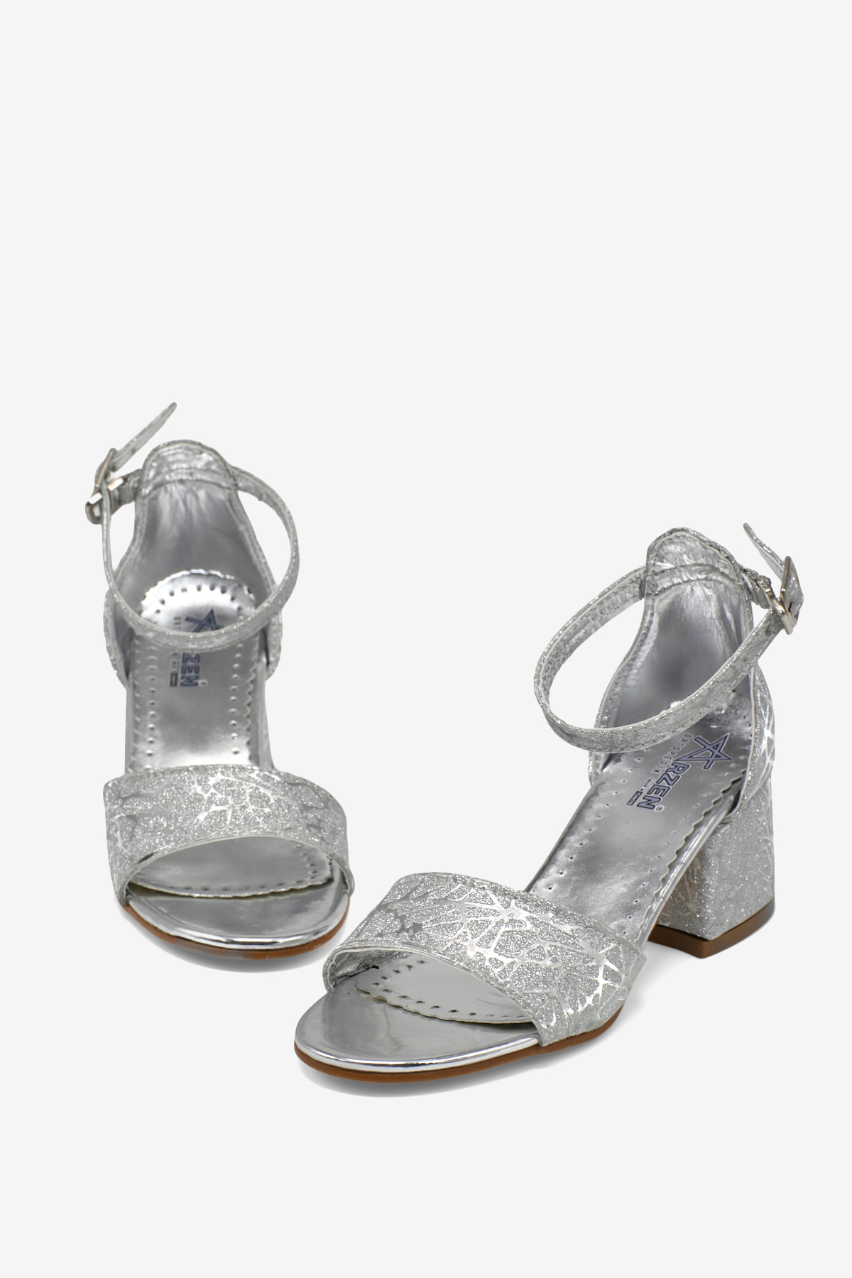 Kız Çocuk Gümüş simli Çocuk Topuklu Ayakkabı