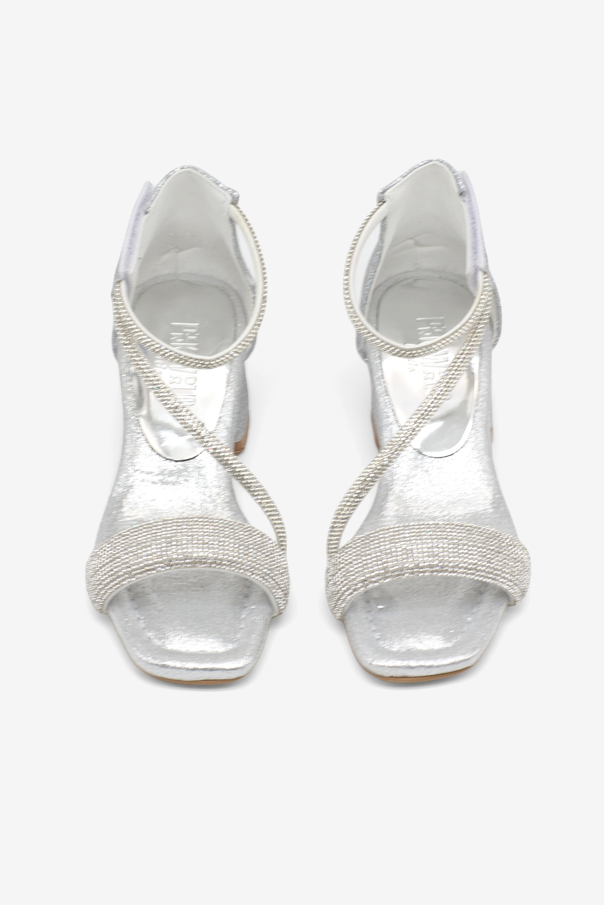 Kız Çocuk Gümüş Taş Detaylı Bilekten Bantlı Topuklu Ayakkabı