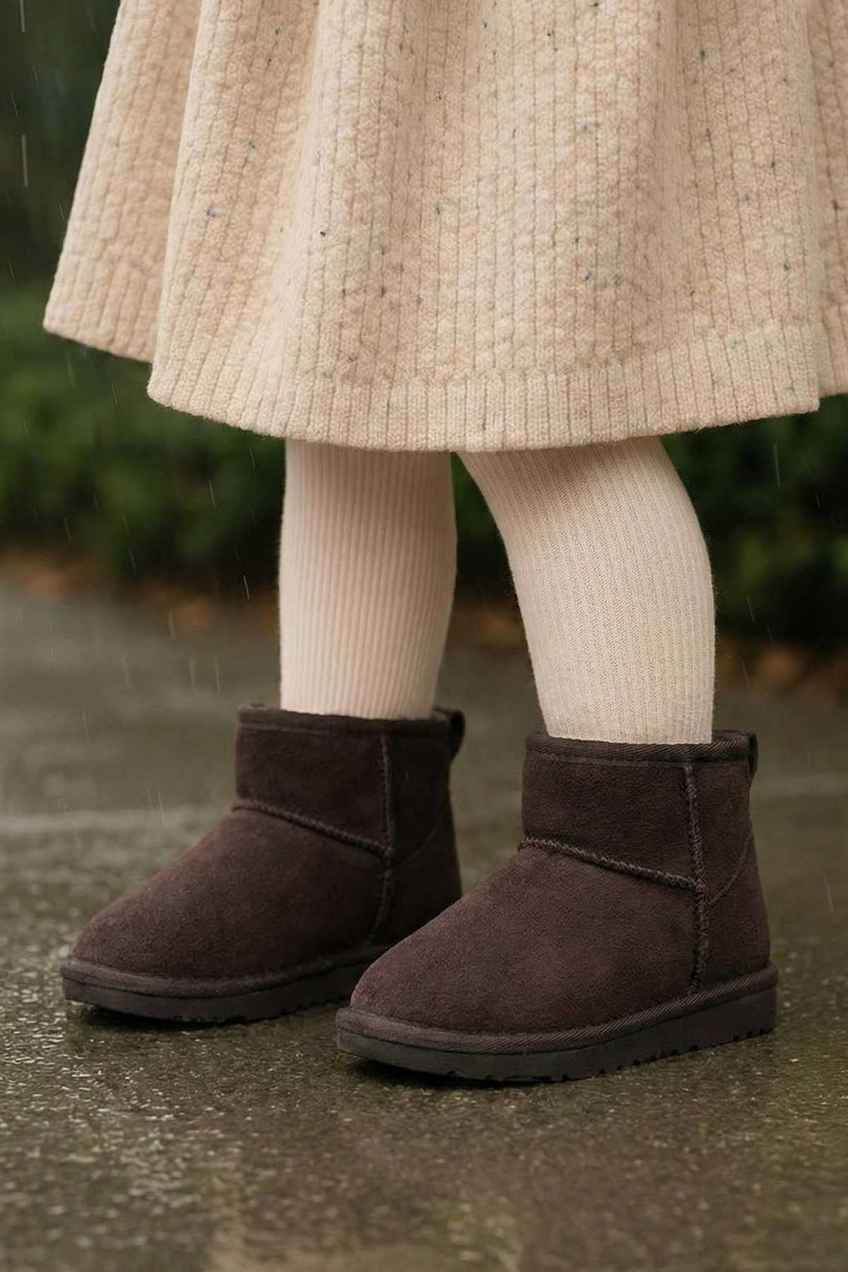 Kız Çocuk Kahve Poli Taban İçi Kürklü Süet Görünümlü Bot
