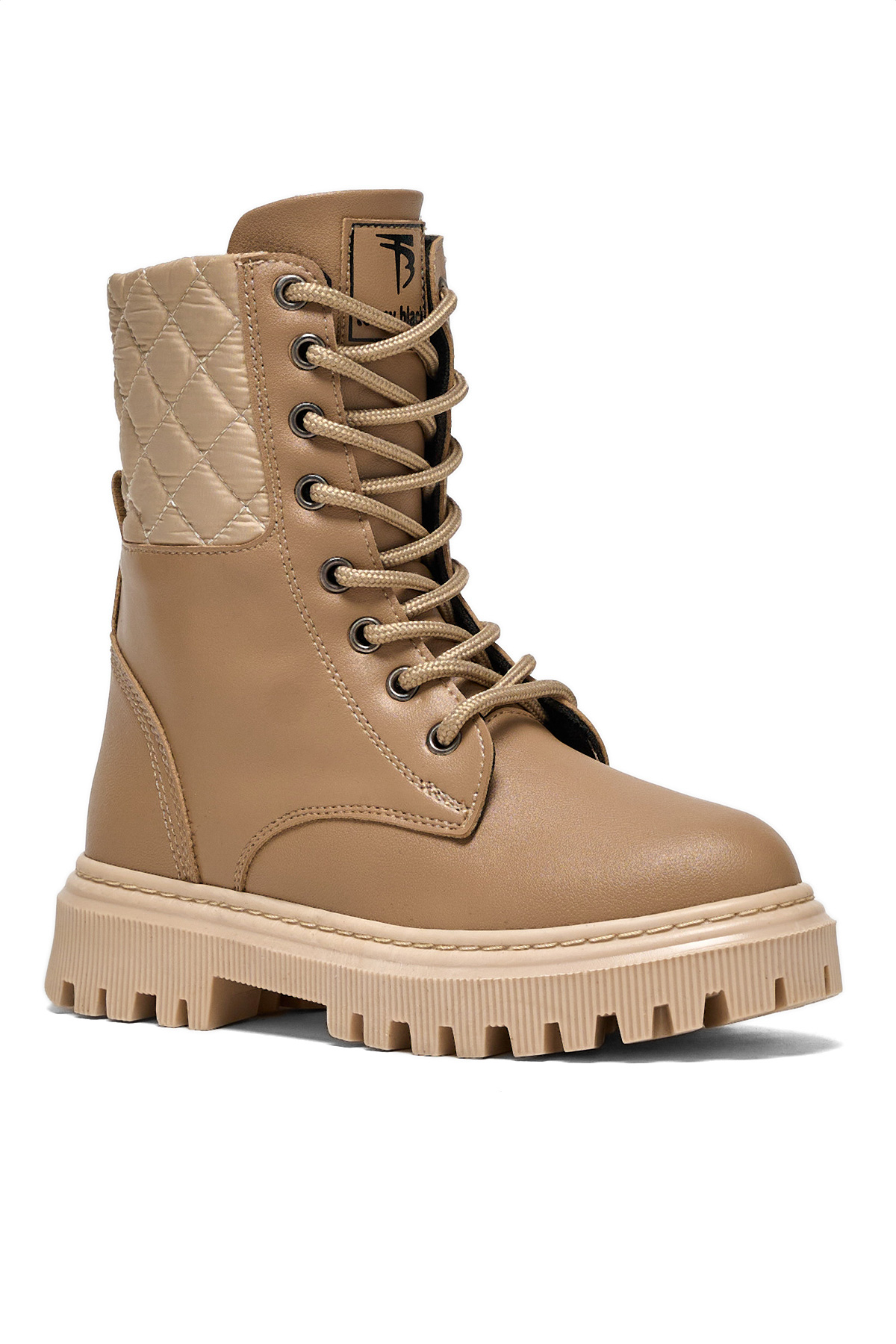 Kız Çocuk Nude Termo Taban Kapitone Detaylı Bağcıklı ve Fermuarlı Uzun Bot