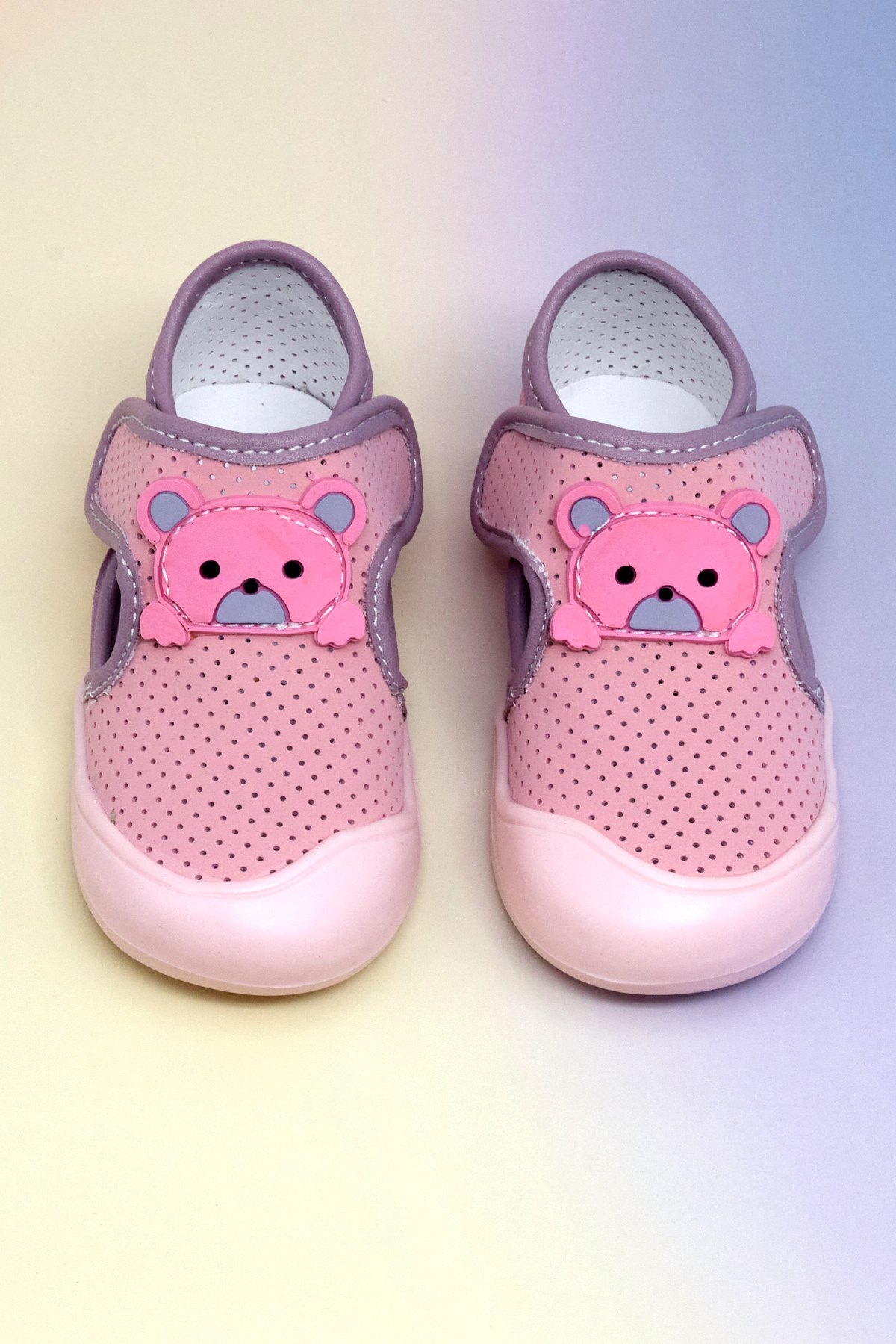 Kız Çocuk Pembe Nubuk Ayıcık Detaylı Rahat Kalıp İlk Adım Sneaker