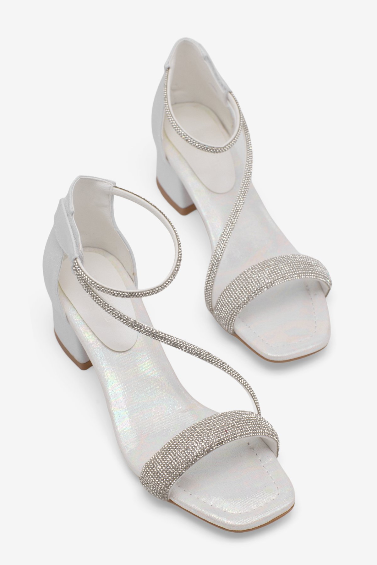 Kız Çocuk Sedef Taş Detaylı Bilekten Bantlı Topuklu Ayakkabı