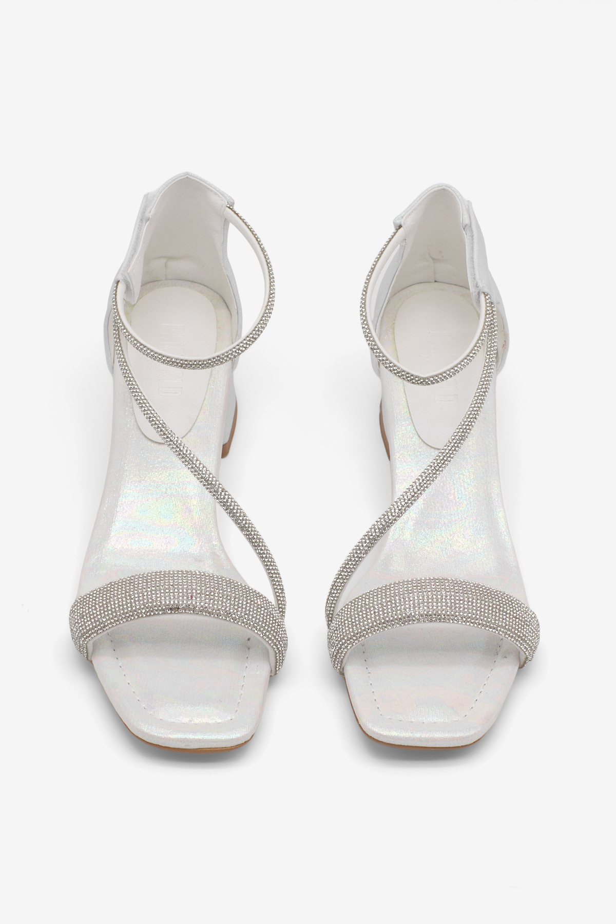 Kız Çocuk Sedef Taş Detaylı Bilekten Bantlı Topuklu Ayakkabı