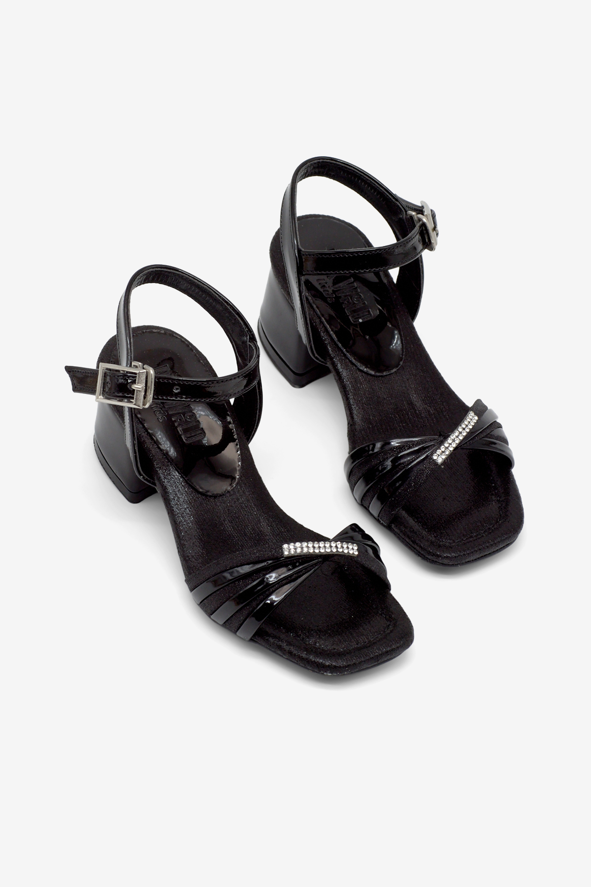 Kız Çocuk Siyah Poli Taban Taş Detaylı Topuklu Ayakkabı
