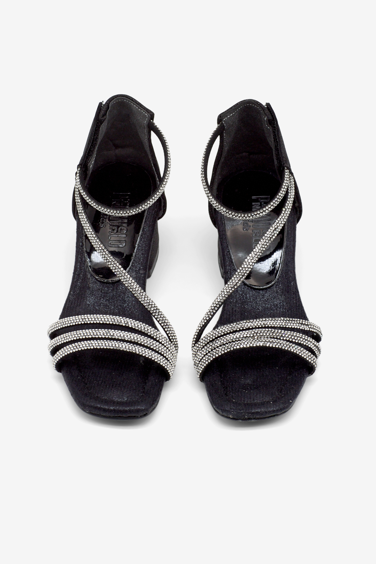 Kız Çocuk Siyah Rahat Kalıp Çapraz Bantlı Topuklu Ayakkabı