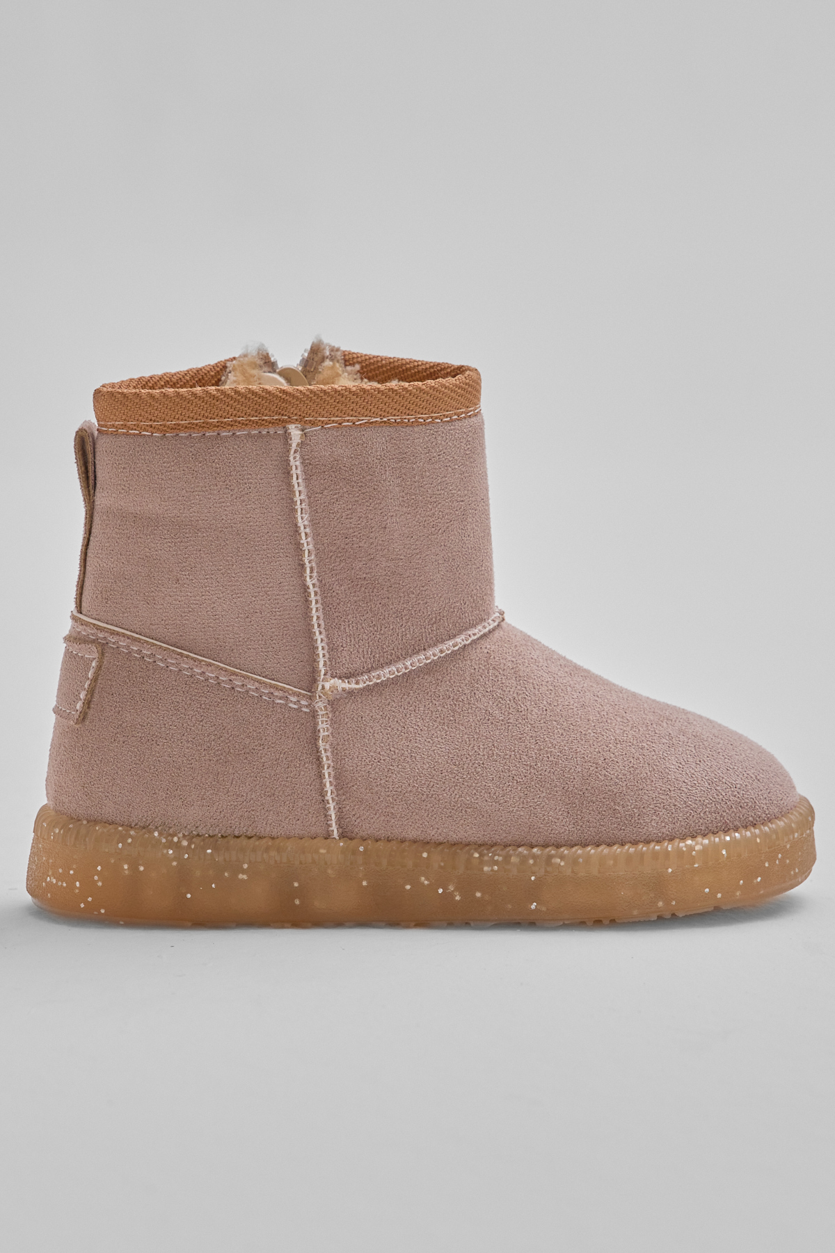 Kız Çocuk Vizon Termo Taban Süet Görünümlü İçi Kürklü Kısa Bot