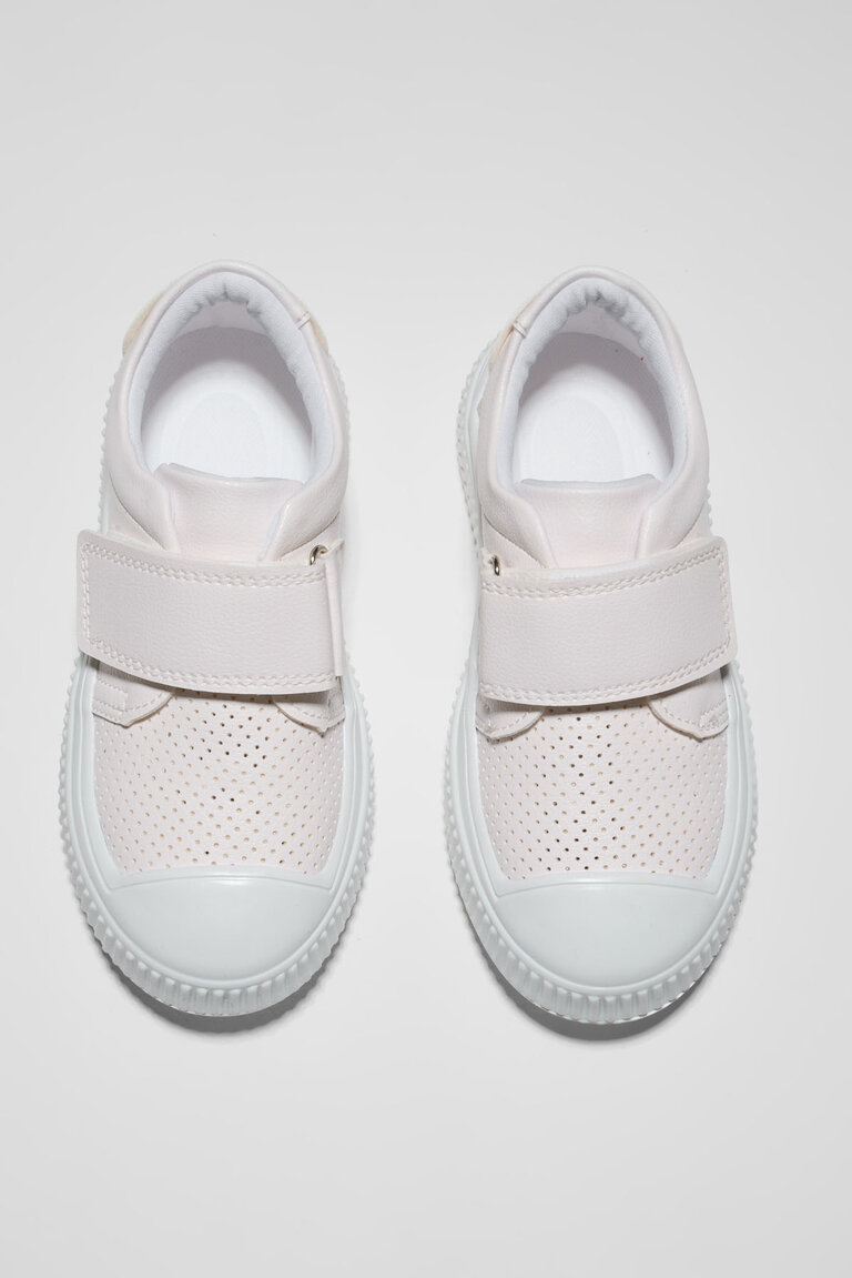 Çocuk Unisex Beyaz Çocuk Cırtlı Rahat Kalıp Sneaker