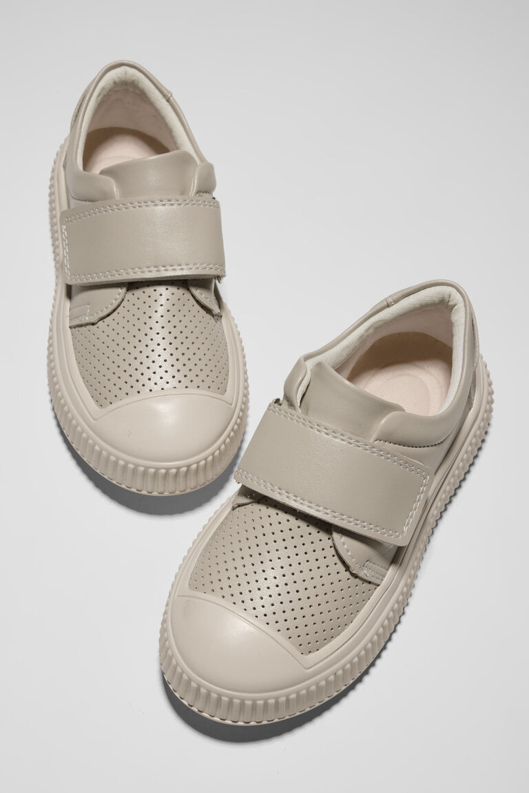 Çocuk Unisex Bej Çocuk Cırtlı Rahat Kalıp Sneaker