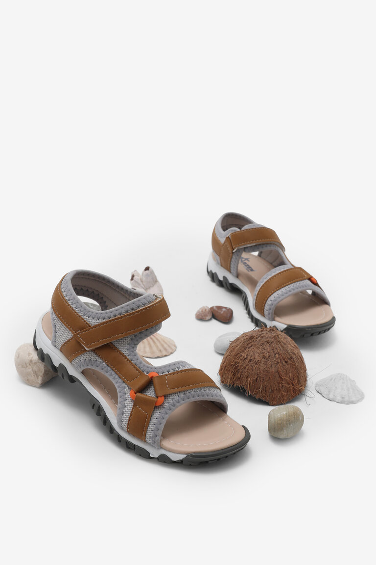 Çocuk Unisex Camel Çoçuk Cırtlı Sandalet