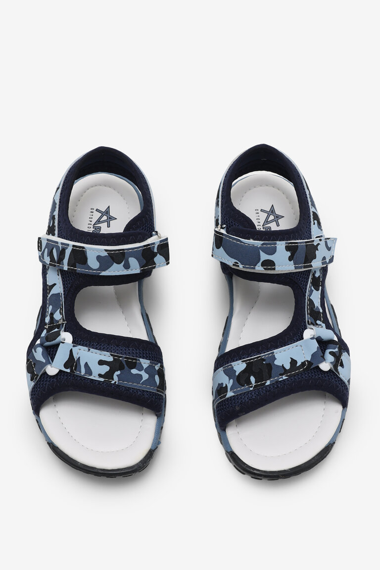 Çocuk Unisex Lacivert Kamuflaj Çoçuk Cırtlı Sandalet