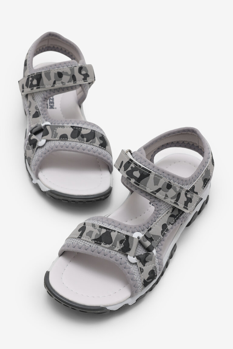 Çocuk Unisex Gri Kamuflaj Çoçuk Cırtlı Sandalet