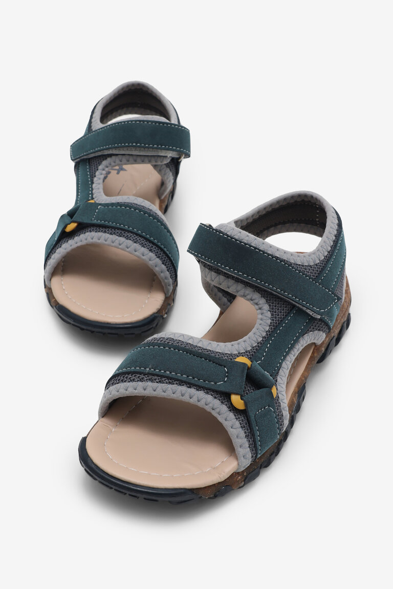 Çocuk Unisex Lacivert Sarı Çoçuk Cırtlı Sandalet