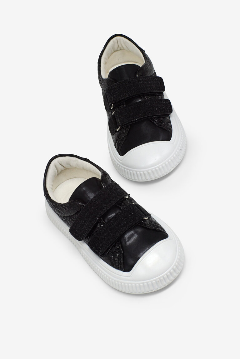 Çocuk Unisex Siyah Çocuk Sim Detaylı Cırtlı Rahat Kalıp Sneaker
