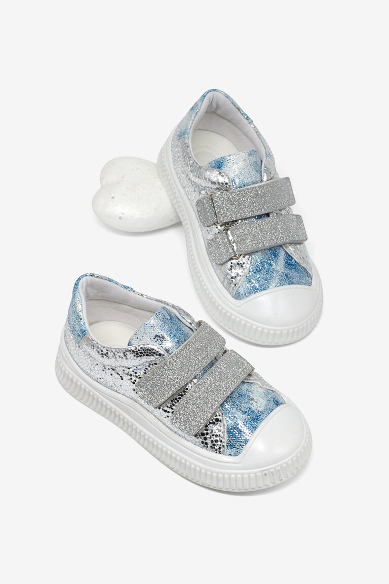 Çocuk Unisex Gümüş Çocuk Sim Detaylı Cırtlı Rahat Kalıp Sneaker