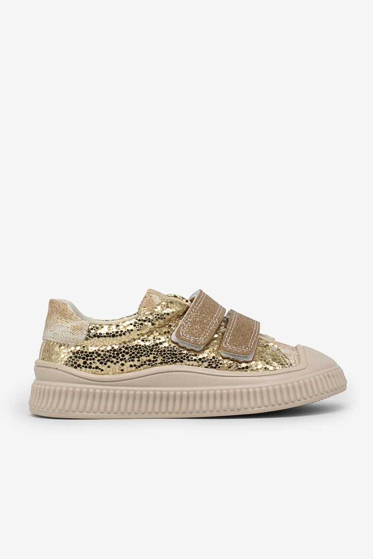 Çocuk Unisex Altın Çocuk Sim Detaylı Cırtlı Rahat Kalıp Sneaker