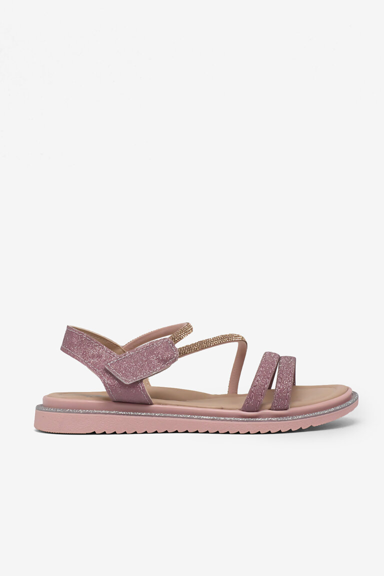 Çocuk Unisex Pudra Simli Çocuk Sim Detaylı Sandalet