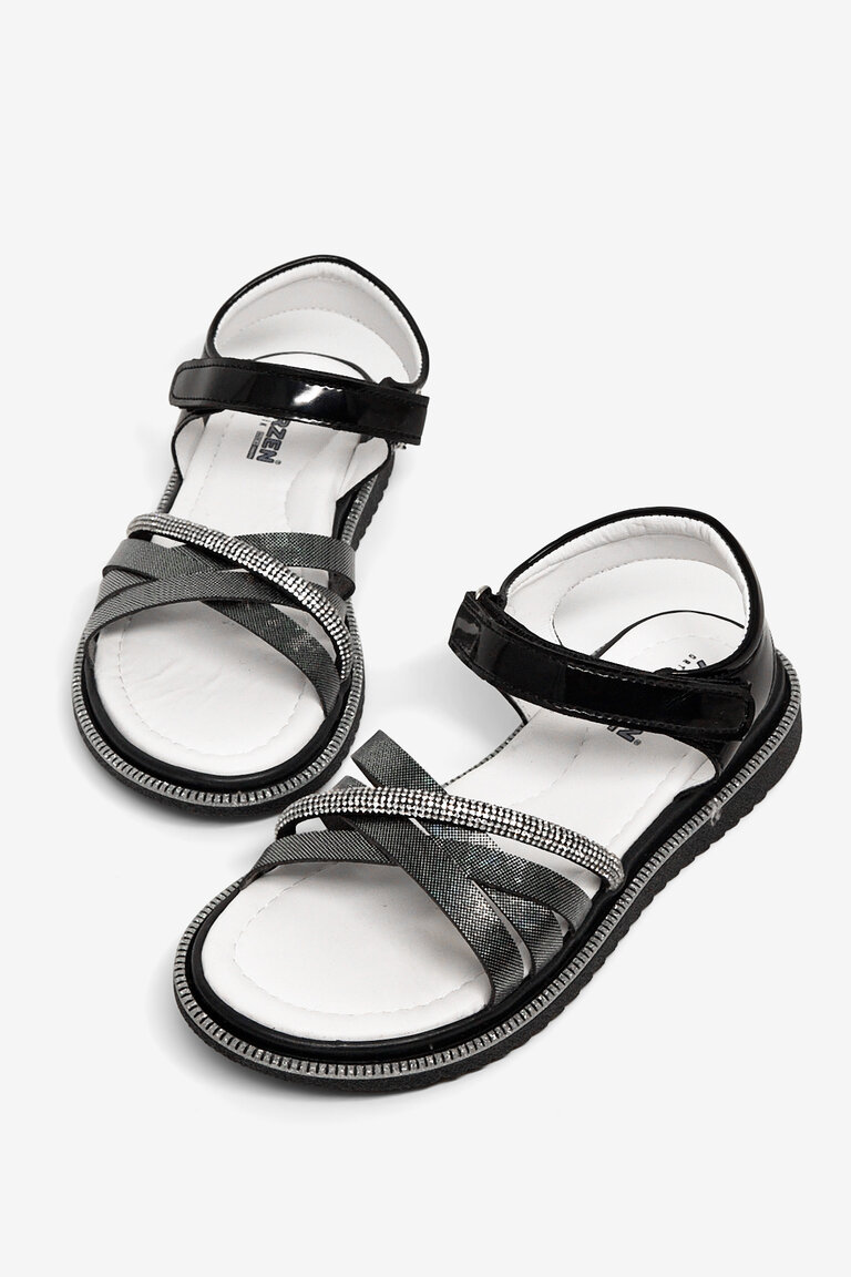 Çocuk Unisex Siyah Çoçuk Çarpraz Bağlı Sandalet