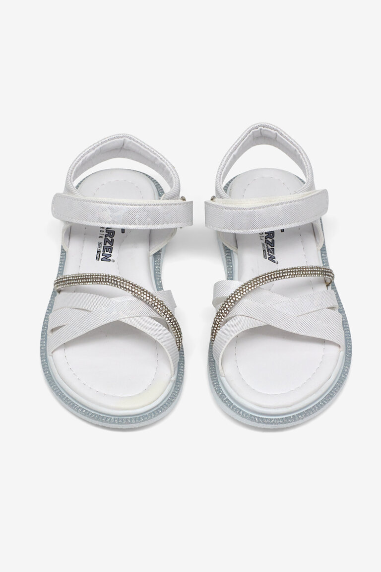 Çocuk Unisex Beyaz Çoçuk Çarpraz Bağlı Sandalet