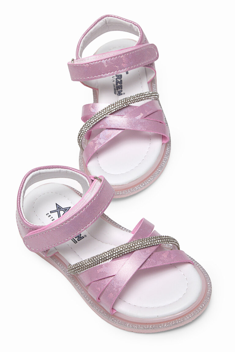 Çocuk Unisex Pembe Çoçuk Çarpraz Bağlı Sandalet