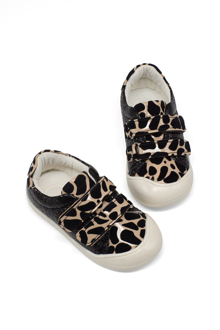 Kız Çocuk Siyah Leopar İlk Adım Taşlı Rahat Kalıp Sneaker