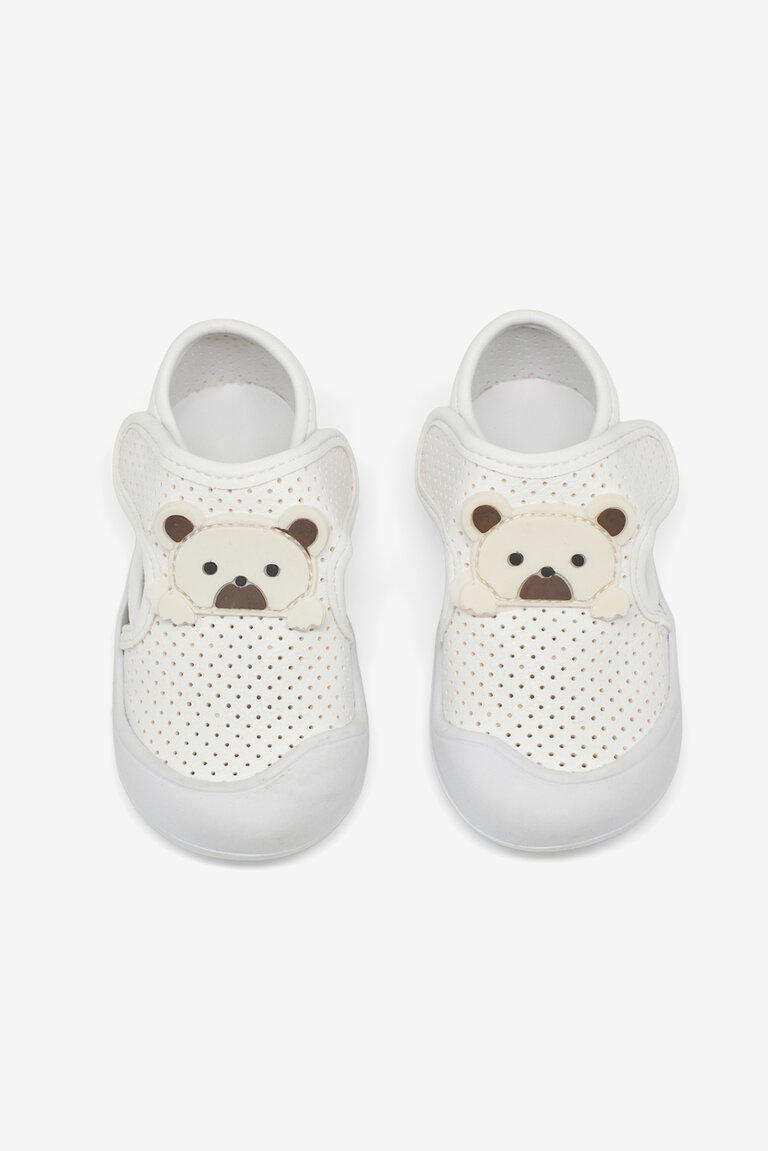 Kız Çocuk Beyaz Ayıcık Detaylı Rahat Kalıp İlk Adım Sneaker