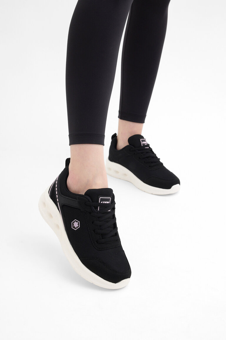 Kadın Siyah Pembe Rahat Kalıp Hafif  Konforlu Sneaker