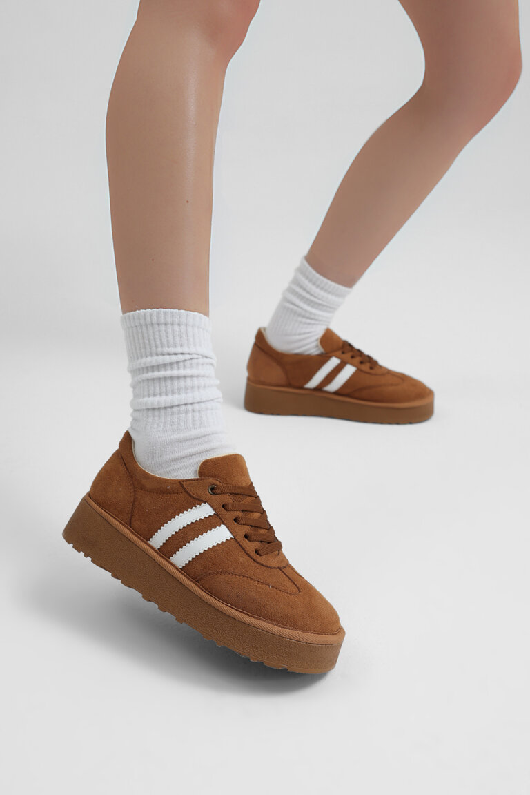 Kadın Taba Kadın Süet Rahat Kalıp Sneaker