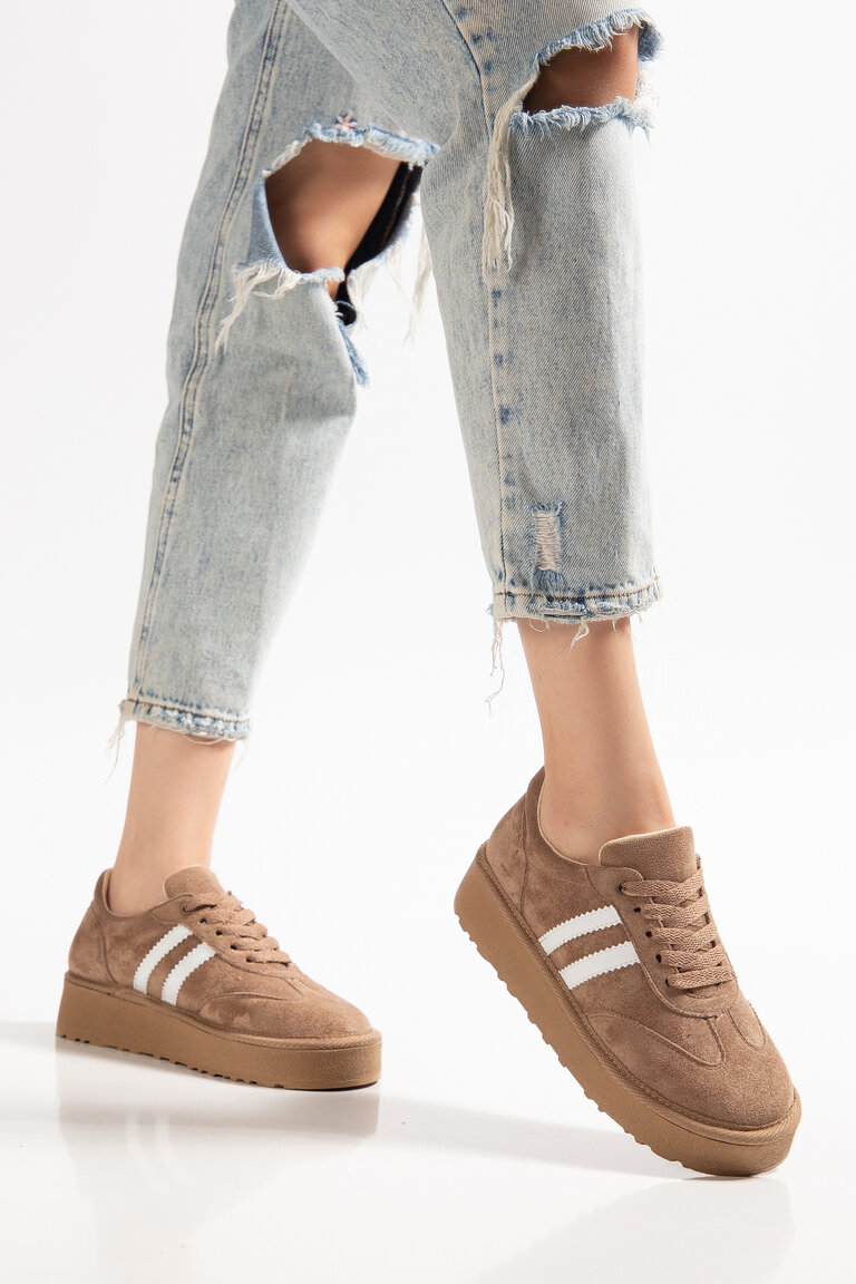 Kadın Vizon Kadın Süet Rahat Kalıp Sneaker